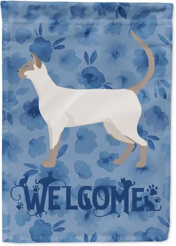 Vista 231 de Caroline's Treasures CK4813CHF - Bandera de bienvenida con gato abisinio azul, manga grande, para porche, para colgar en la pared, poliéster