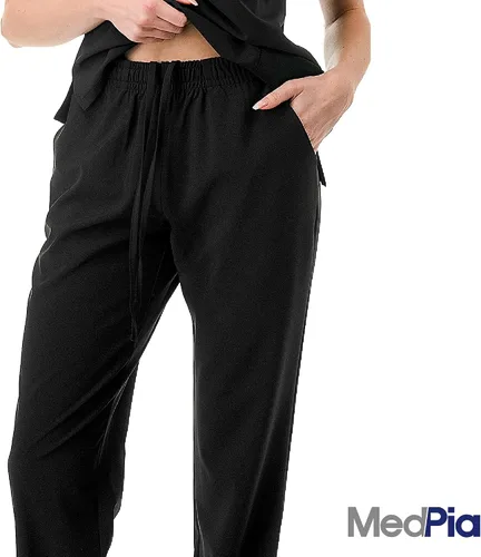 Vista 5 de MEDPIA Conjunto médico para mujeres y hombres, uniforme médico de enfermería, pantalones deportivos elásticos en 4 direcciones y 6 bolsillos