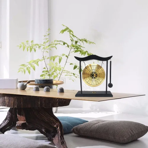 Vista 4 de Gong de escritorio de latón de arte zen de Hooshing, feng shui con soporte, decoración asiática para oficina en casa, signos del zodíaco chino