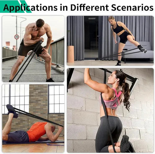 Vista 7 de Juego de 12 bandas de resistencia, asistencia para dominadas, entrenamiento de fuerza y terapia física para gimnasio en casa Bandas de bucle