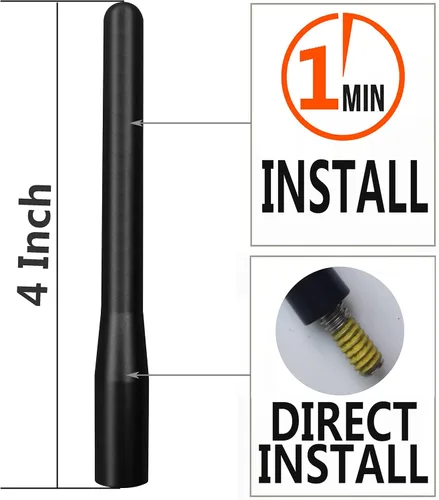 Vista 2 de Antena de aleación de aluminio de radio corta de 4 pulgadas para Toyota Tundra (2000-2020), Toyota Tacoma (2005-2016), Toyota FJ Cruiser