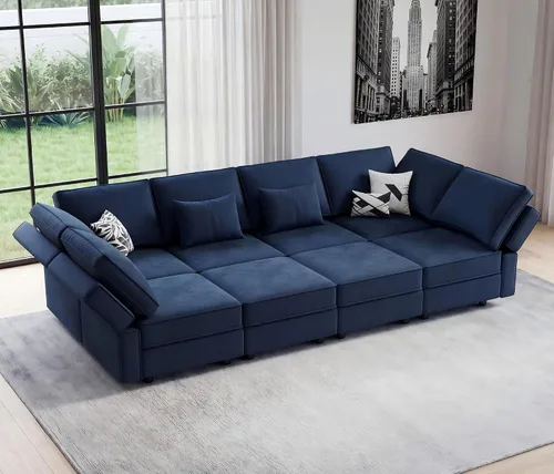 Vista 11 de Vesgantti - Sofás seccionales con asientos de almacenamiento, sofá seccional modular convertible en forma de L de 118" de 4 asientos y 1 otomán