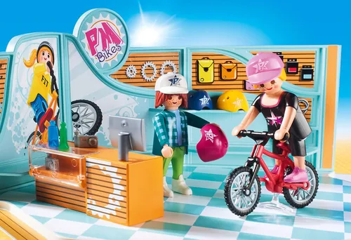 Vista 4 de Playmobil Tienda de bicicletas y patinaje, Multicolor