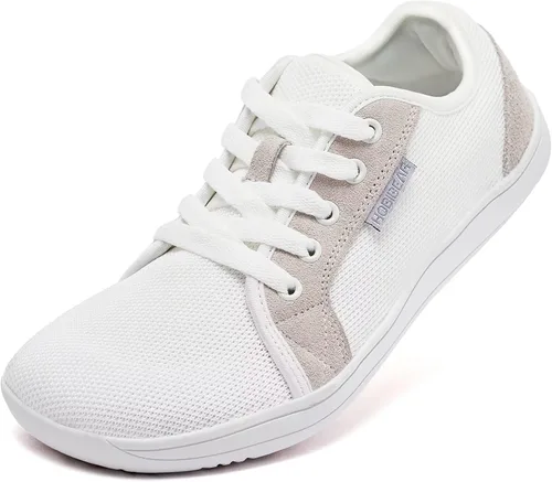 Vista 11 de HOBIBEAR - Zapatos minimalistas para mujer y hombre de suela cero, tenis de moda de horma ancha, con sensación de ir descalza Todo negro