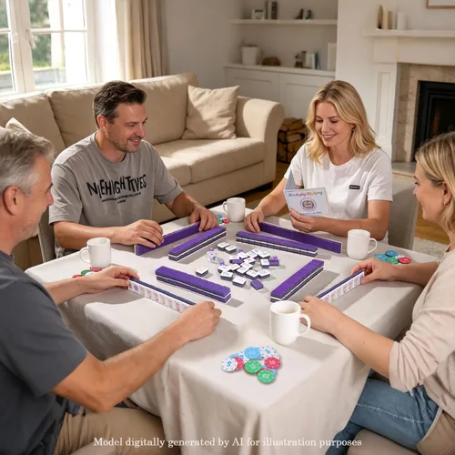 Vista 7 de Juego de azulejos Mahjong americanos de acrílico 160 (morado)