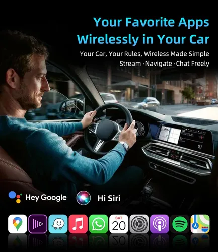 Vista 8 de Mini adaptador inalámbrico Carplay para iPhone de Apple, convierte adaptador de juego de coche con cable a inalámbrico, CarPlay Dongle Stick