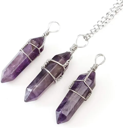 Vista 4 de 1 collar con colgante de piedras preciosas naturales cristal curativo cuarzo reiki chakras joyas de 18 pulgadas regalo de cumpleaños para mujeres