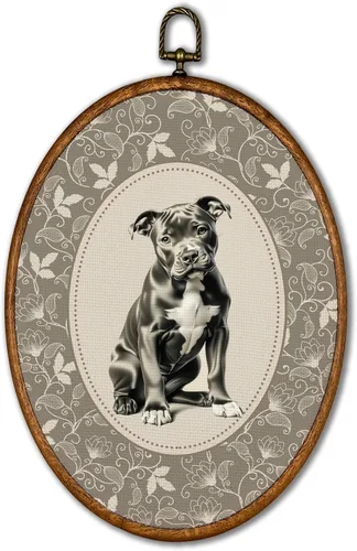 Vista 28 de KSDUT Arte de pared ovalado de perro pastor australiano floral retro de 8.6