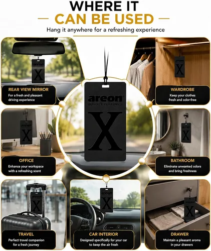Vista 5 de REON X Version Black Crystal Hanging Best Car Air Freshener - Long Lasting Scent for Car or Home - Long Lasting, Fresh, Luxurious Scent
