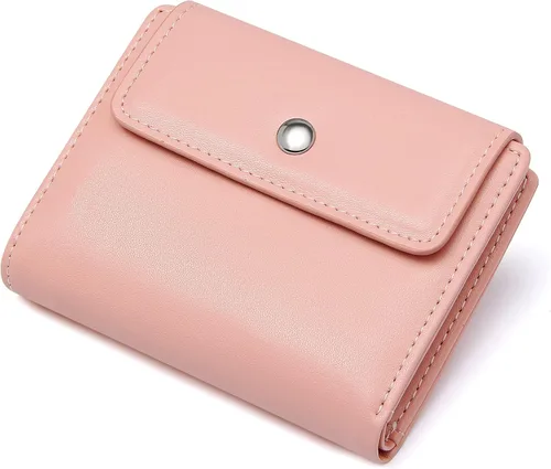 Vista 2 de GEEAD Billeteras pequeñas de piel sintética con bloqueo RFID para mujer, cartera delgada para múltiples tarjetas para mujer con bolsillo