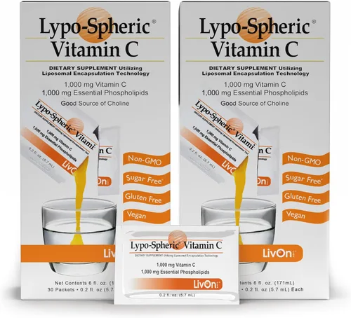 Vista 9 de LivOn Laboratories Lypo–Spheric Liposomal Vitamina C 1000mg 30 paquetes – Sin azúcar, apoyo inmunológico, a base de plantas – Fácil de tragar
