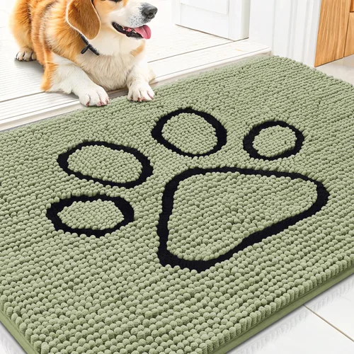 Vista 166 de Smiry Tapete para puerta de perro para patas fangosas, absorbente y Gris y negro