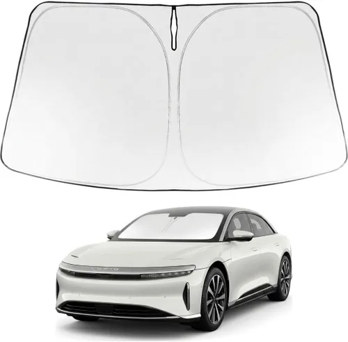 Vista 222 de Proadsy Parasol para parabrisas Rivian R1S 2022-2025 2026 de 4 capas plegable, protector de parasol frontal que bloquea los rayos UV, mantiene