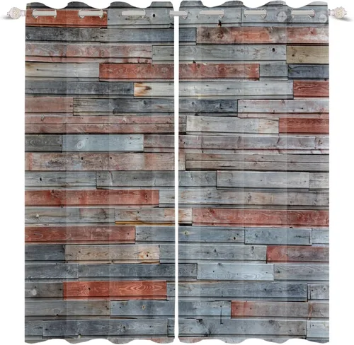 Vista 36 de Cortinas rústicas para ventana de puerta de granero, puerta de madera gris, puerta de garaje, tratamiento de ventana para sala de estar, dormitorio