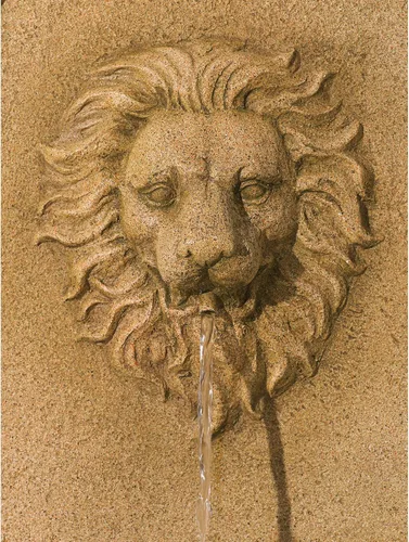 Vista 4 de Royal Savanna Lion - Fuente de suelo italiana grande de 58 pulgadas de alto, decoración italiana para interiores y exteriores, piedra sintética