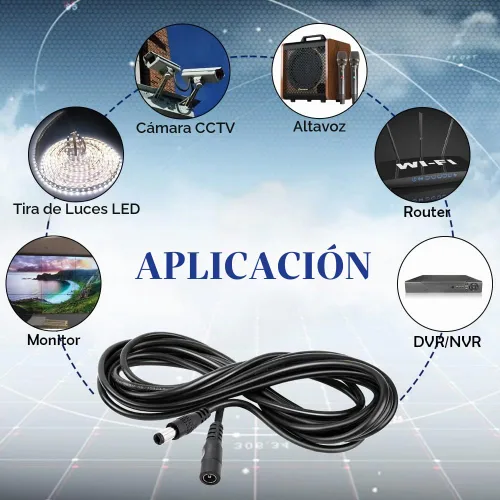 Vista 6 de 4 cables de extensión de alimentación de 12 V CC de 33 pies (32.8 ft) con conectores adaptadores de conector de alimentación (2 machos + 2 hembra)