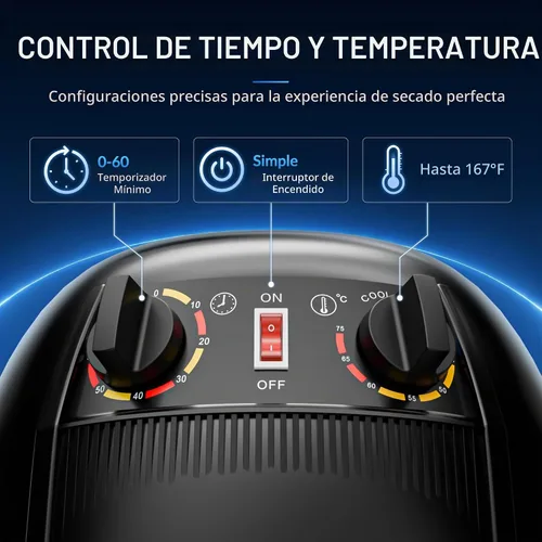 Vista 6 de JupiterForce Secador de pelo profesional con capucha de 1300 W, ajustable, capó de pie, con ruedas rodantes, para el hogar, salón, spa