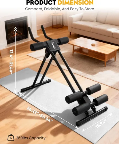 Vista 13 de GuuG Ab Machine Ab Trainer - Máquina de abdominales ajustable para entrenamiento de estómago en casa, gimnasio, entrenamiento de abdominales