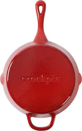 Vista 7 de Crock-Pot Sartén de hierro fundido esmaltado europeo de 10 pulgadas - rojo degradado
