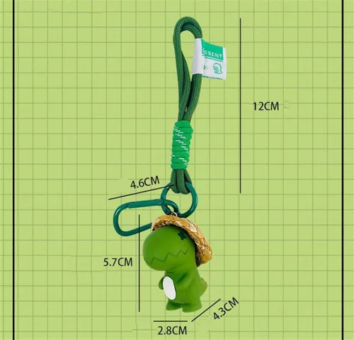 Vista 2 de Ergugos Llavero creativo de dibujos animados con diseño de dinosaurio, bolsa de estudiante, colgante para parejas, mujeres, llavero de coche, Verde