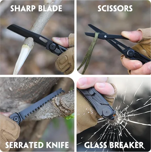Vista 5 de Cuchillo multiherramienta de bolsillo - Regalos de Navidad para hombres, herramienta múltiple, cuchillos EDC - Cuchillo de bolsillo para hombres