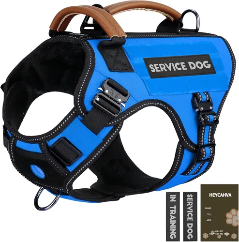 Vista 9 de Arnés táctico para perro, chaleco de servicio con hebillas de metal, chaleco reflectante sin tirones para perros medianos y grandes, chaleco con asa