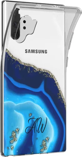 Vista 2 de Mertak Funda compatible con Samsung Galaxy A73 A72 5G A71 A70 A53 A52 A32 A50 A21s cubierta ligera azul flexible diseño silicona TPU monograma