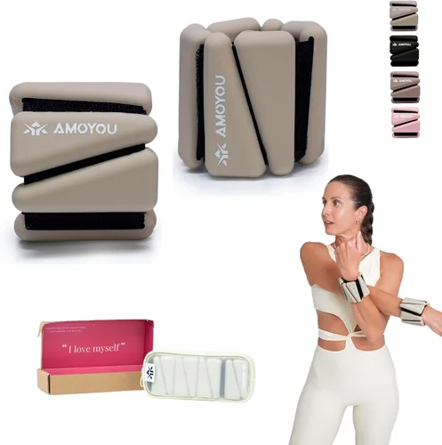 Vista 7 de AMOYOU Pesas de muñeca y tobillo para mujer, pesas de tobillo de 2 libras (juego de 2, 1 libra cada una), pesas de brazo para mujer, pesas