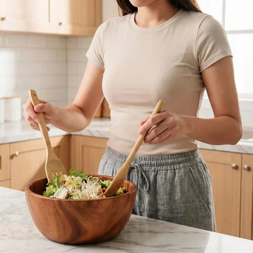 Vista 5 de Naturoom Juego de 8 utensilios de cocina, cuchara de cocina de madera de bambú de 12 pulgadas y espátula, herramientas perfectas para utensilios