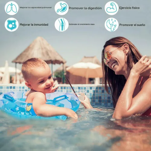 Vista 2 de Sealive Flotador de piscina infantil, anillo de natación para bebé con asiento para niños pequeños barco y doble asa, primeros flotadores de piscina