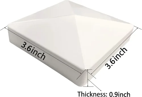 Vista 4 de 4 paquetes de tapas de vinilo estilo pirámide de 3.5 pulgadas para postes de valla de vinilo de 3.5 x 3.5 pulgadas, PVC blanco/vinilo