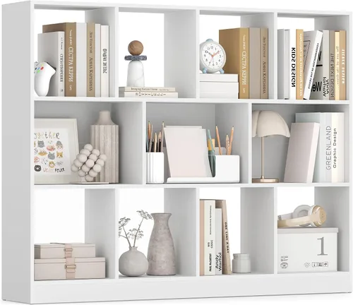 Vista 22 de VASAGLE Custos Collection - Estantería para libros tipo cubo con 4 compartimentos, 9.4 x 26 x 26 pulgadas, estantería de almacenamiento para sala