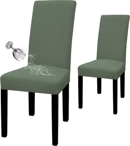 Vista 15 de Easy-Going - Juego de 2 fundas para sillas de comedor 100% impermeables, de tela Jacquard elástica, fundas protectoras removibles y lavables