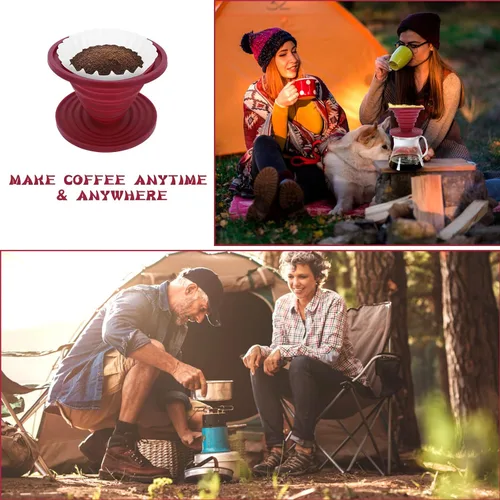 Vista 6 de Prasacco Vierta sobre el gotero de café plegable de viaje para verter sobre