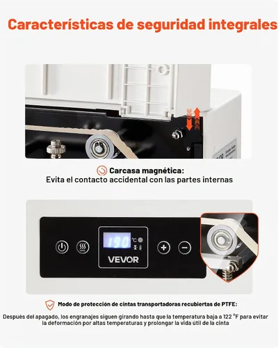 Vista 7 de VEVOR Máquina de sellado continuo, ancho de sello de 0.32-0.47 pulgadas, sellador automático de banda continua con control digital de temperatura