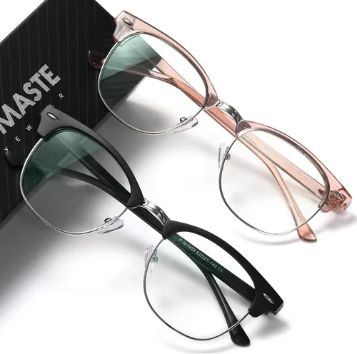 Vista 22 de Blue Light Blocking Glasses Anti Eyestrain Computer Gaming Glasses Vintage Half Frame UV Clear Lens for Women Men
