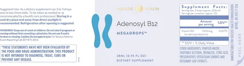 Vista 3 de Holistic Health Adenosyl B12 Vitaminas líquidas Mega Drops, Vitamina B12 gotas para una mayor absorción oral, suplementos energéticos para máxima