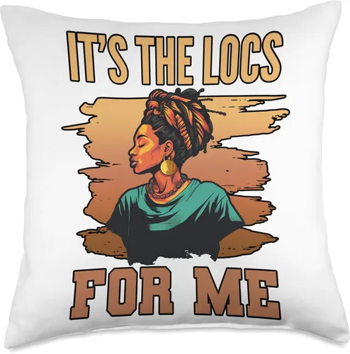Vista 4 de Locs Afro Dreadlocks Love Natural Beauty Hair It's the Locs for Me Afro Hair Black American African Girl Throw Pillow, 16x16, Multicolor