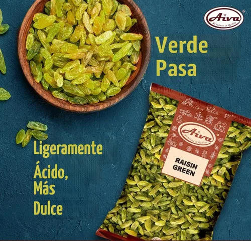 Vista 4 de Aiva Pasas verdes Uvas verdes secas Frutas secas sin semillas