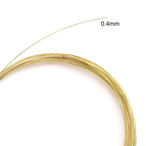Vista 2 de Beadia - Alambre bañado en oro de 14 quilates de 0.4 mm, 10 metros de cordón de cuentas para pulseras, collares, encantos, cuentas para hacer joyas
