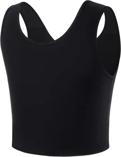 Vista 2 de GCTBL Carpeta de pecho trans transgénero FTM Cosplay transpirable mitad pecho Binder Tank Top