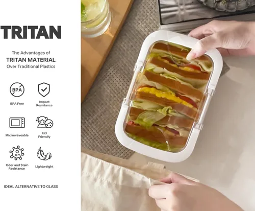 Vista 6 de Felli Duo Loc Tritan - Recipientes de preparación de comidas aptos para microondas sin bisfenol A, a prueba de fugas, contenedor para almuerzos