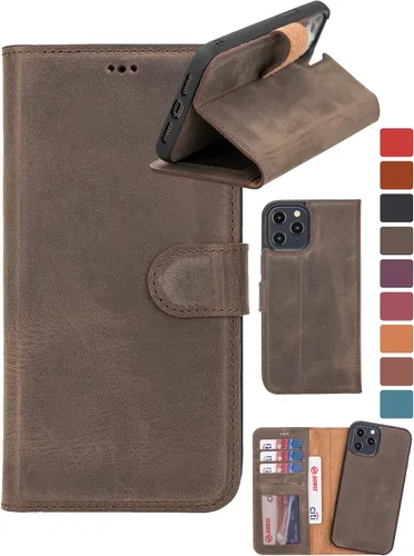 Vista 15 de HARDISTON Funda de piel auténtica hecha a mano compatible con iPhone 11 Pro de 5.8 pulgadas, funda magnética desmontable con tarjeteros - bordes