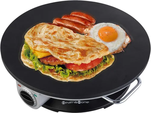 Vista 3 de Health and Home Máquina para crepes sin bordes, máquina de crepas de 13 pulgadas y plancha eléctrica, máquina para hacer panqueques antiadherente