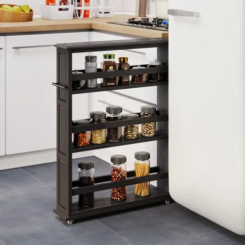 Vista 14 de Lavish Home Carrito de almacenamiento delgado de 3 niveles, carrito rodante estrecho de 16.7 x 9 pulgadas con asa y ruedas para baño, lavandería