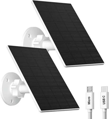Vista 9 de Panel solar de 2 W para cámara de seguridad al aire libre, cargador USB/USB-C con IP65 impermeable, montaje ajustable de 360° y cable de 7.2 pies