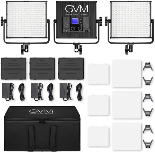 Vista 7 de GVM Luces de video RGB con control de aplicación, kit de iluminación de video de estudio a todo color de 50 W, luces de video LED para iluminación