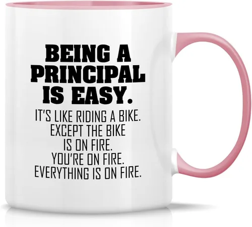 Vista 8 de Retreez Taza divertida – Being a Principal is Easy Except the Bike is on Fire Taza de café de cerámica de 11 onzas – Divertido, sarcástico, regalos