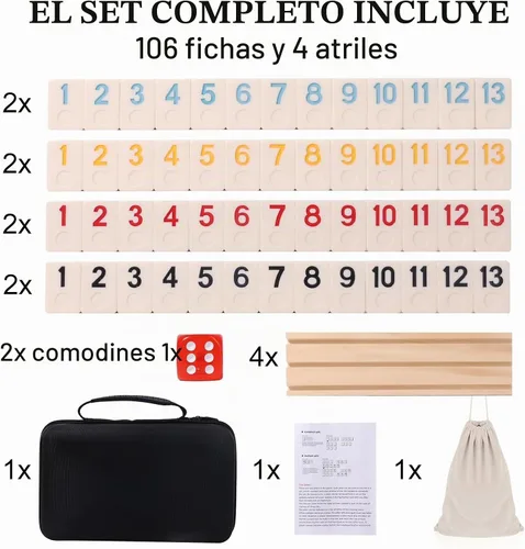 Vista 5 de Juego original de Rummy Cube para 2-4 jugadores, juegos de mesa familiares