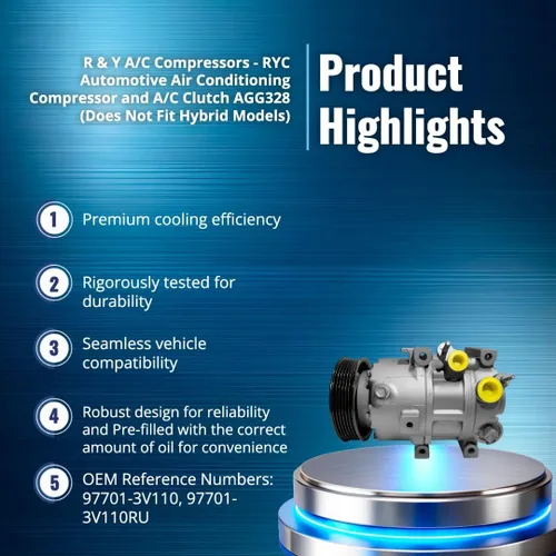 Vista 2 de Compresor de aire acondicionado automotriz RYC y embrague de CA AGG328